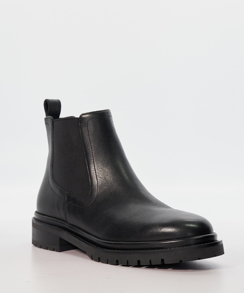 Perceive Black Leather Chelsea Boots Dune London